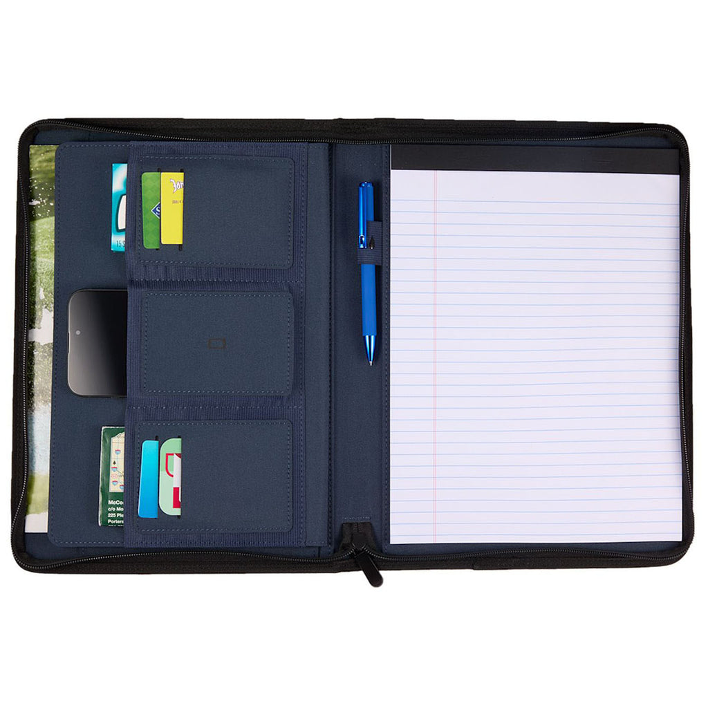 Leed's Navy Puffer Zippered Padfolio with FSC Recycled Paper