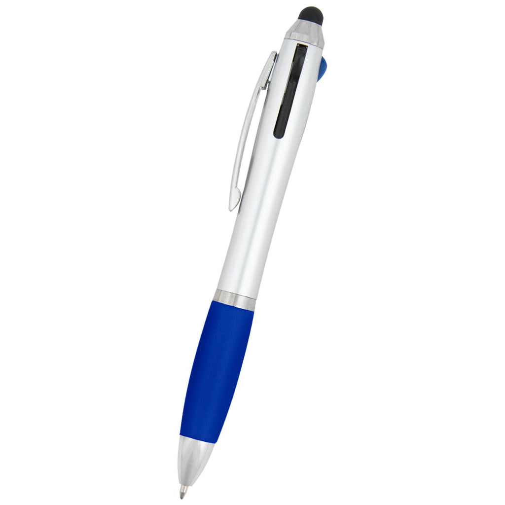 Hit Silver with Blue 3-In-One Pen with Stylus