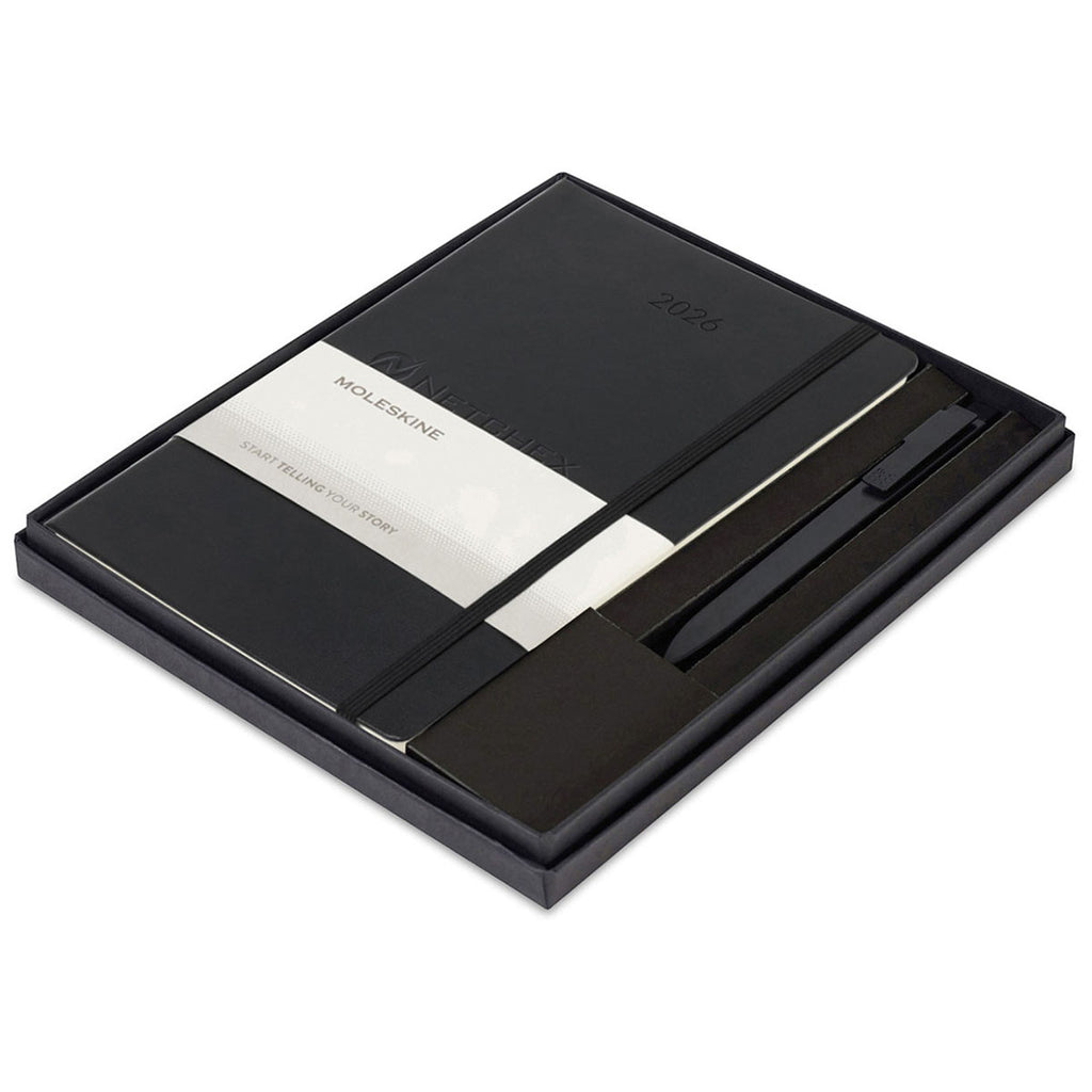 Moleskine Black Soft Cover Large 12-Month Weekly 2026 Planner and GO Pen Gift Set