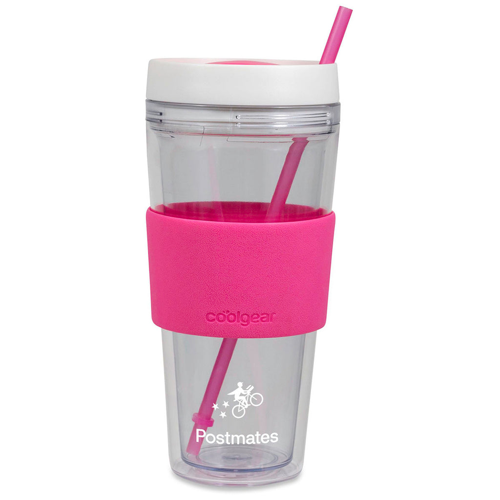 Cool Gear Pink Callisto Chiller Clear Straw Bottle - 24 Oz.