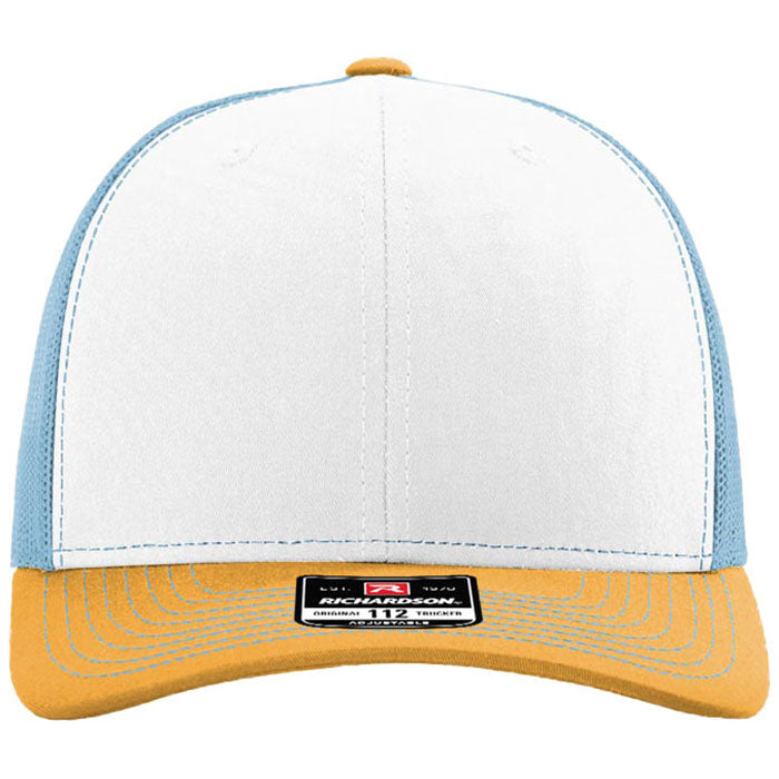 Richardson White/Columbia Blue/Yellow Trucker Cap