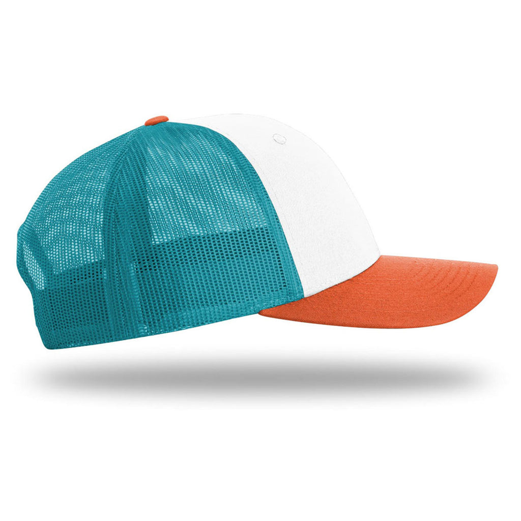 Richardson White/Hawaiian Blue/Pale Orange Low Pro Trucker