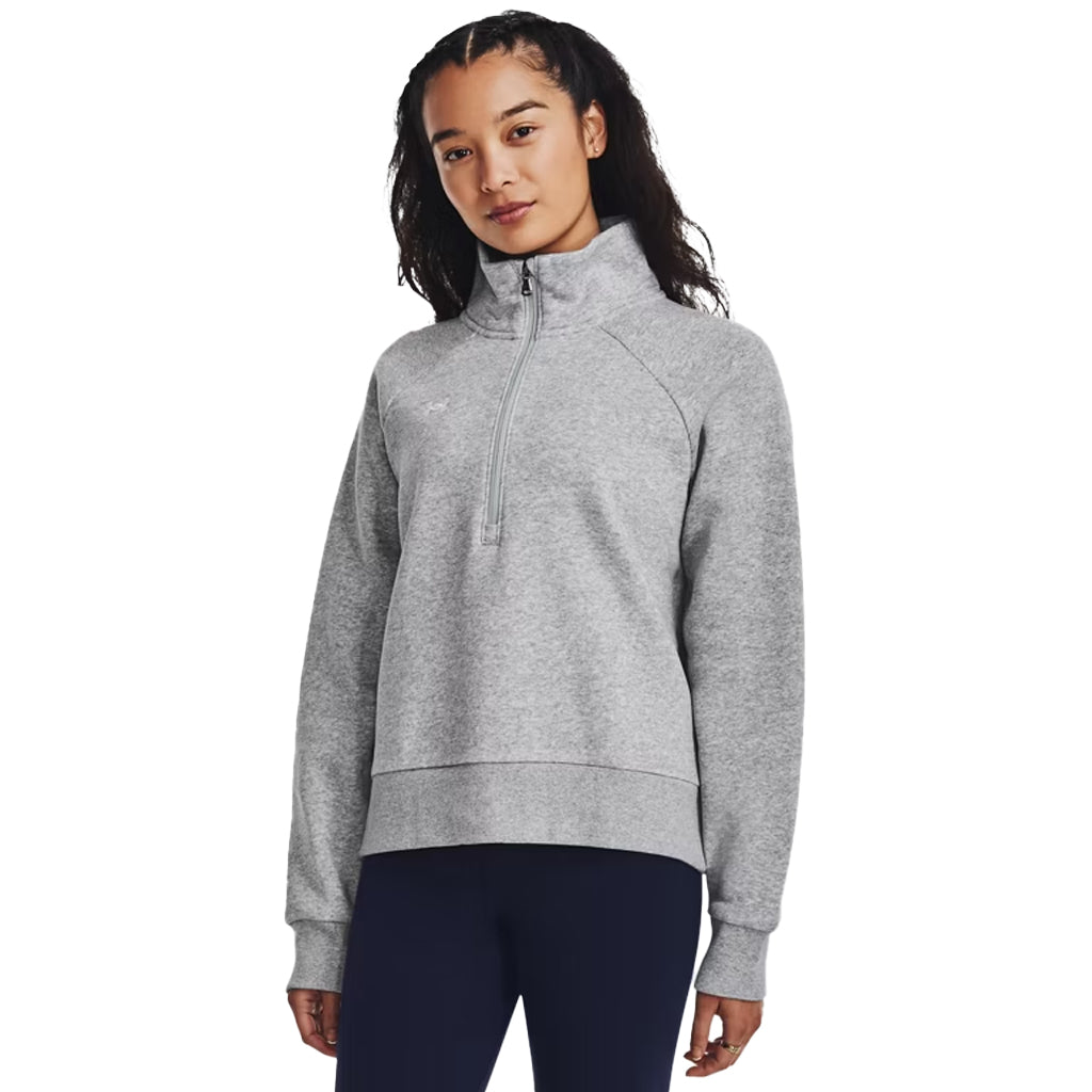 Under Armour Women's Mod Grey Light Heather Rival Fleece 1/2 Zip