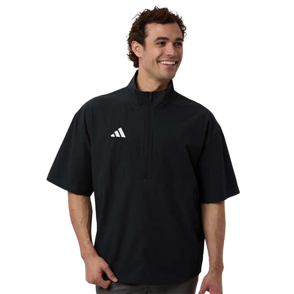 Adidas Men's Black/White Short Sleeve Quarter-Zip Pullover - AT505