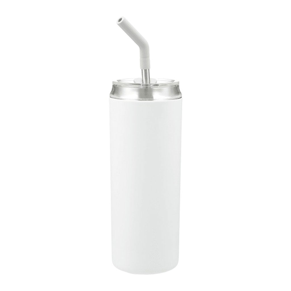 Leed's White Marka Copper Vac Tumbler w/ SS Straw 20 oz