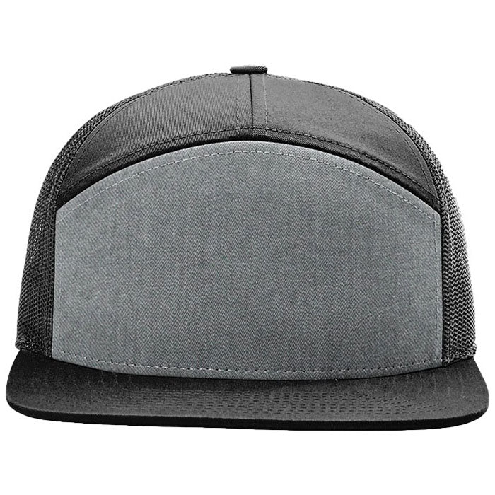 Richardson Heather Grey/Black/Black 7-Panel Trucker