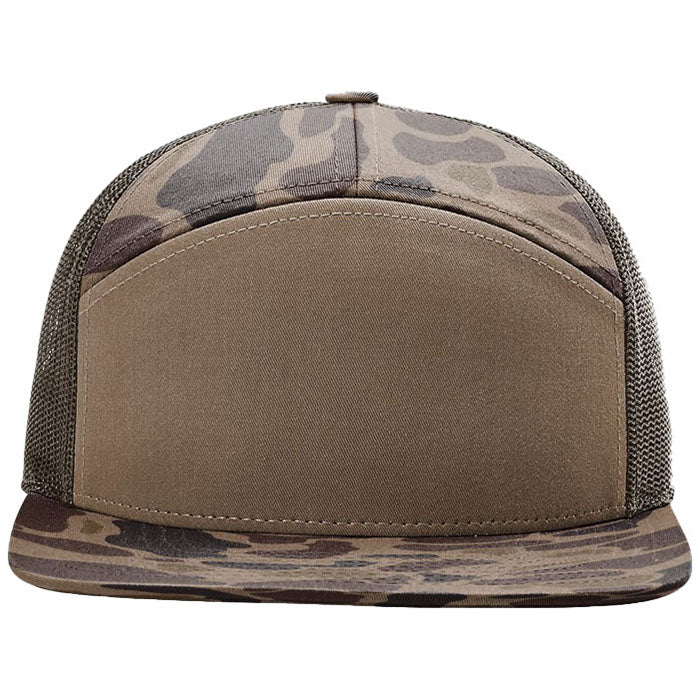 Richardson Bark Duck Camo/Brown Printed 7-Panel Trucker