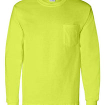 Gildan Unisex Safety Green Ultra Cotton Long-Sleeve Pocket T-Shirt