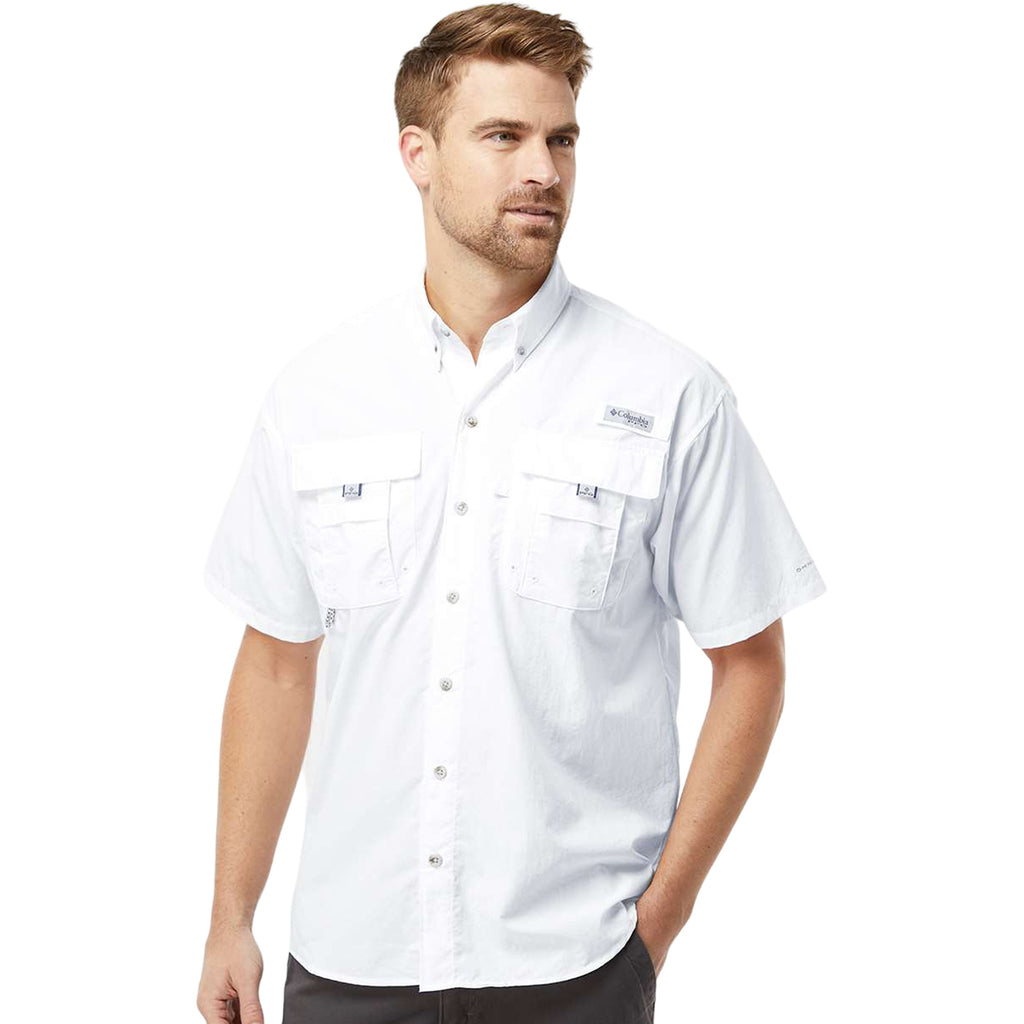 Columbia Men's White PFG Bahama Short Sleeve Shirt