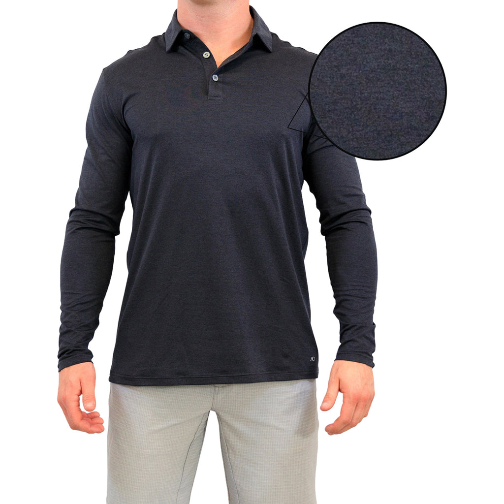 AndersonOrd Men's Black Heather Gamer Long Sleeve Polo