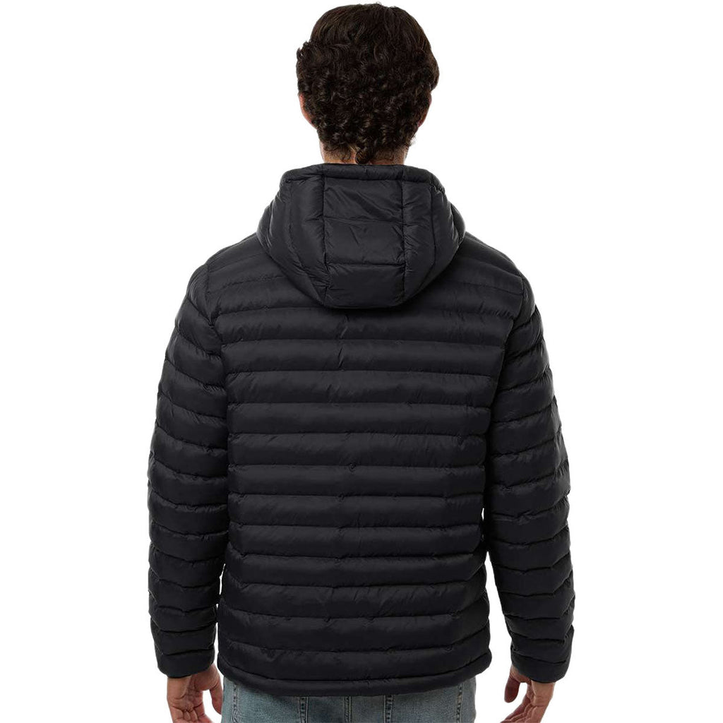 Weatherproof Men's Black Lightweight Poly-Filled Hooded Puffer Jacket