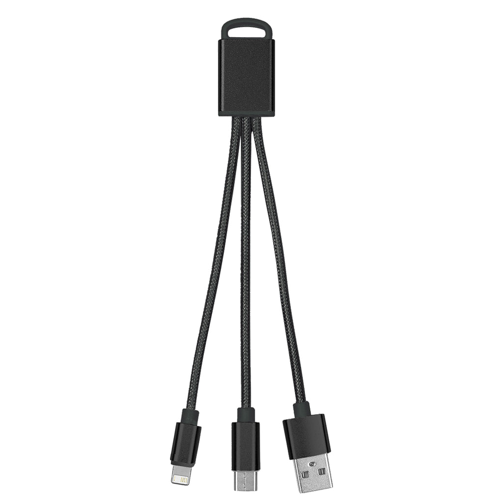 HIT Black 3-in-1 Braided Charging Buddy