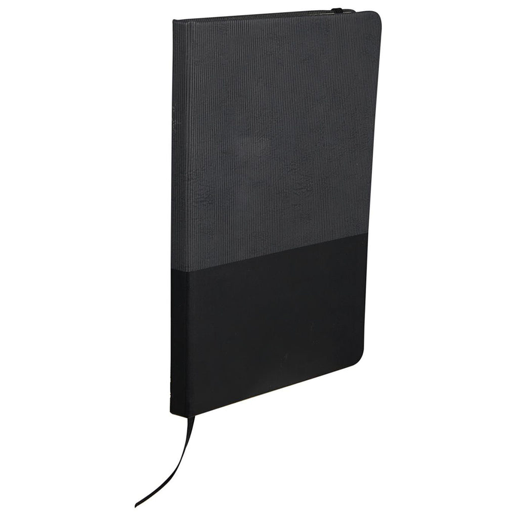 Leed's Black 5.5" x 8.5" FSC Recycled Ribbed Bound Journal