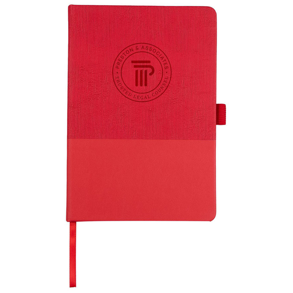 Leed's Red 5.5" x 8.5" FSC Recycled Ribbed Bound Journal