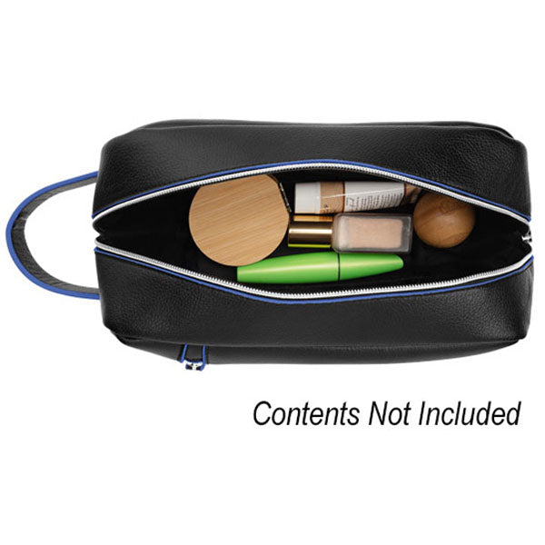 Hit Black with Royal Blue Glen Leatherette Toiletry Bag