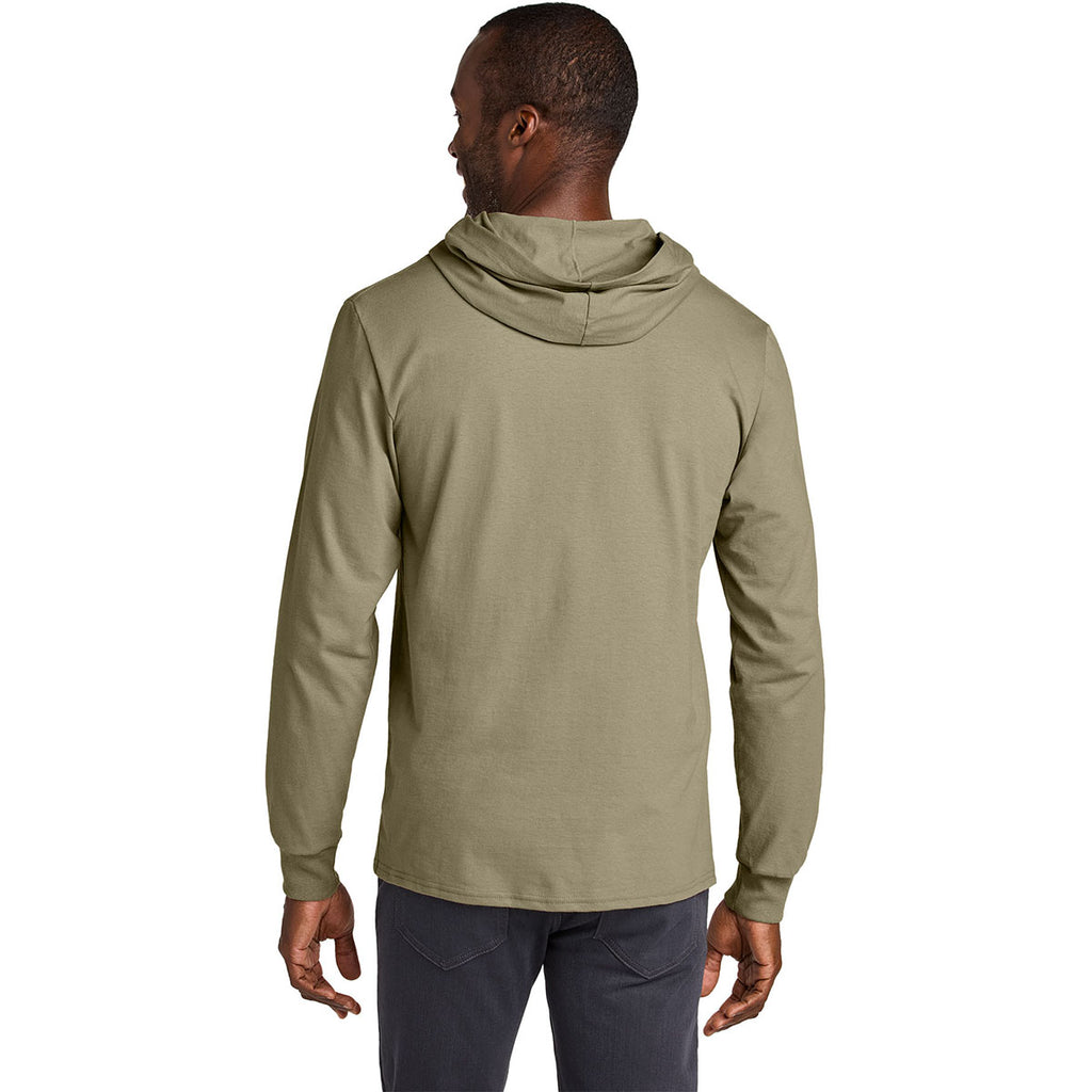 Jerzees Classics Unisex Khaki Cotton Long Sleeve Hooded T-Shirt