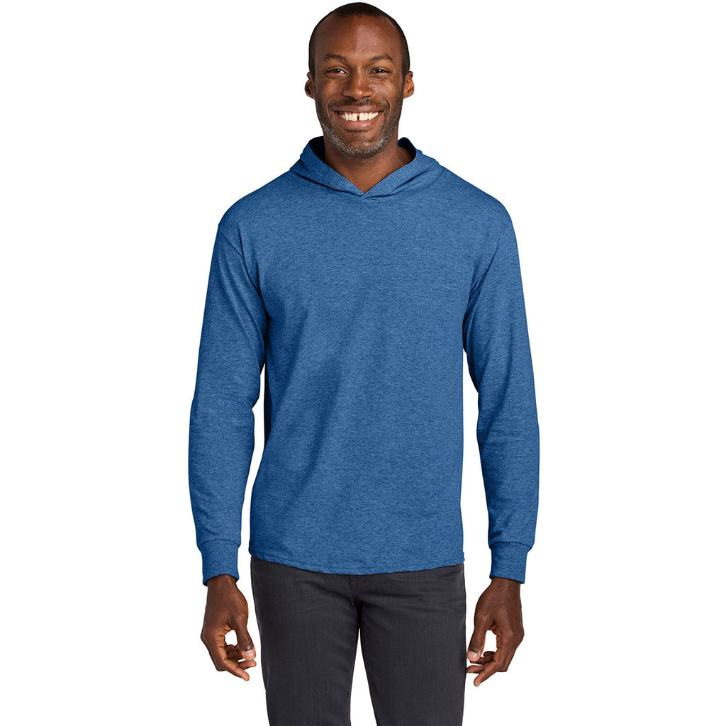 Jerzees Classics Unisex Retro Heather Royal Cotton Long Sleeve Hooded T-Shirt