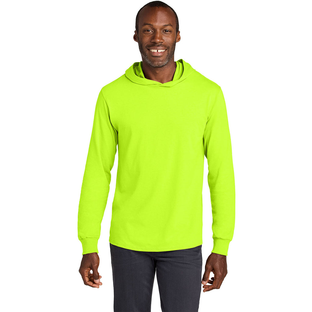 Jerzees Classics Unisex Safety Green Cotton Long Sleeve Hooded T-Shirt