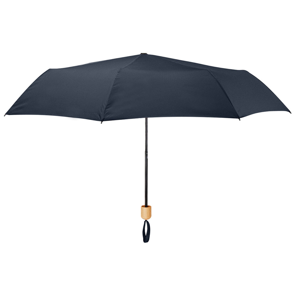 Hit Navy 41" Arc Umbrella with 100% RPET Canopy & Bamboo Handle