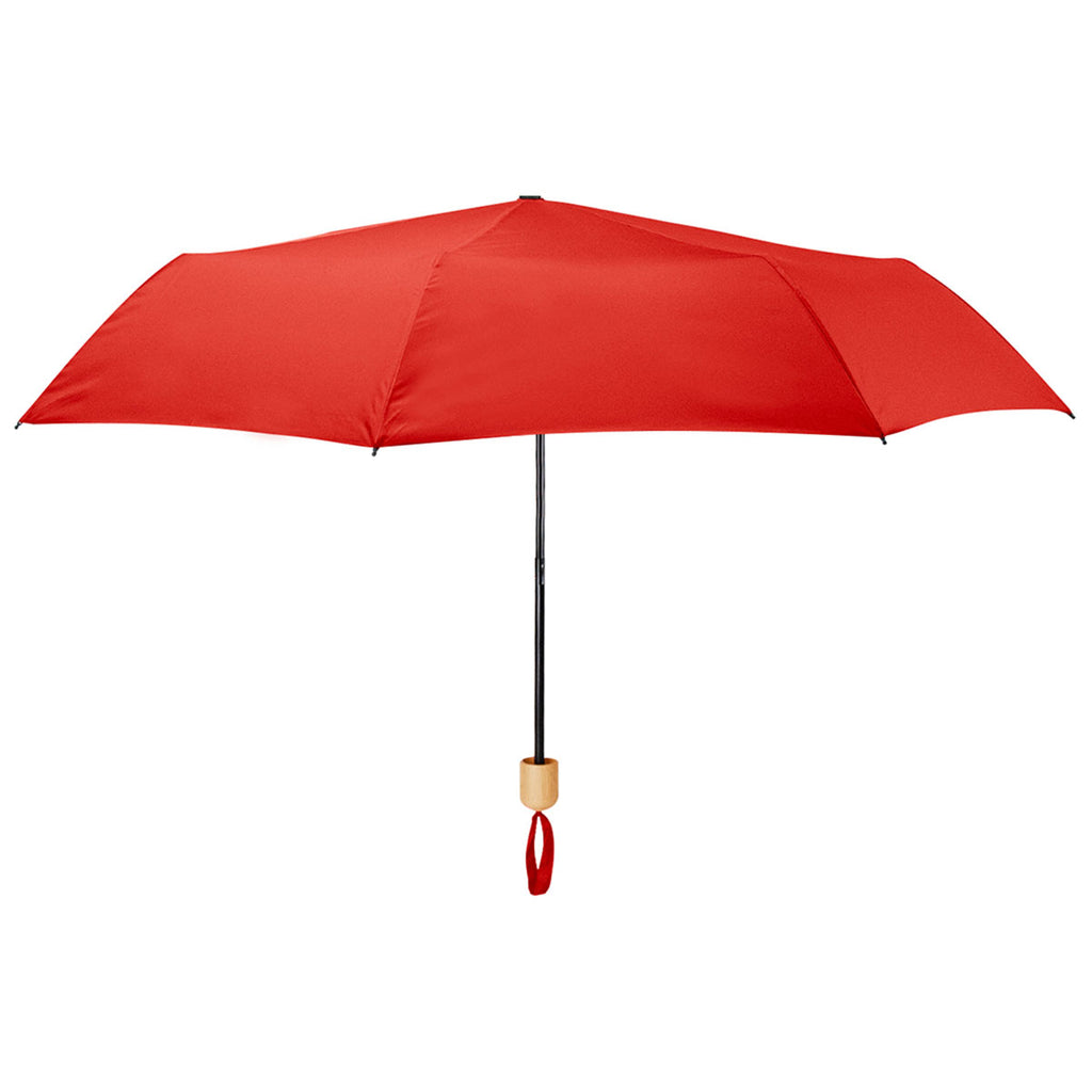 Hit Red 41" Arc Umbrella with 100% RPET Canopy & Bamboo Handle