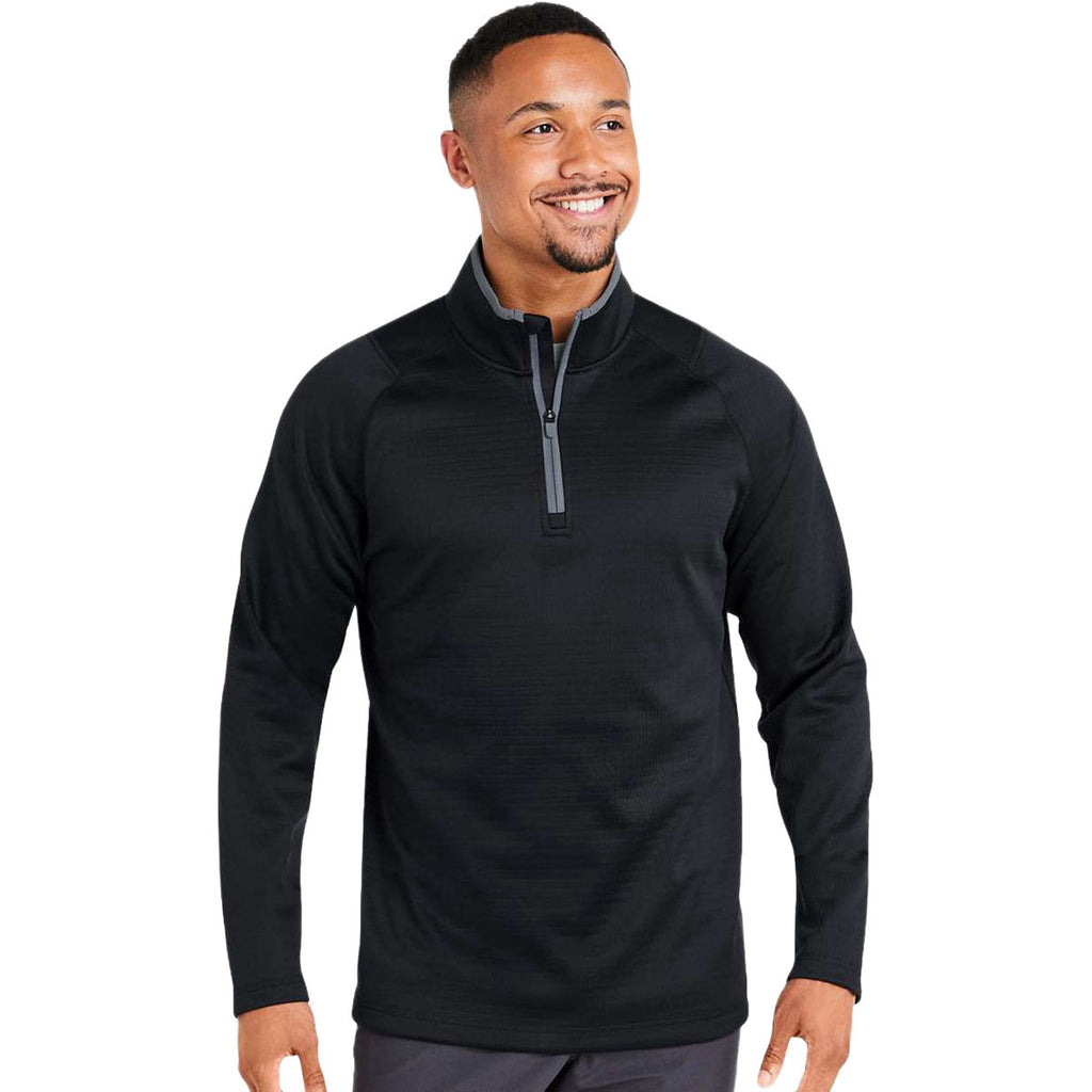 Puma Golf Men's Puma Black Waffle Fleece Quarter-Zip Pullover