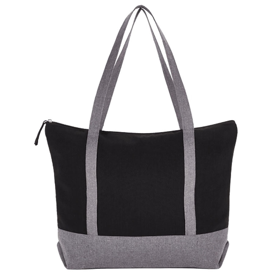 Leed's Black Repose 10oz Recycled Cotton Zippered Tote