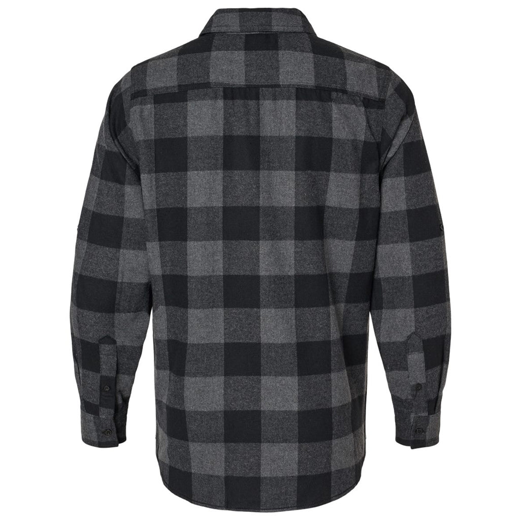 Burnside Men's Charcoal/Black Buffalo Yarn-Dyed Long Sleeve Flannel Shirt