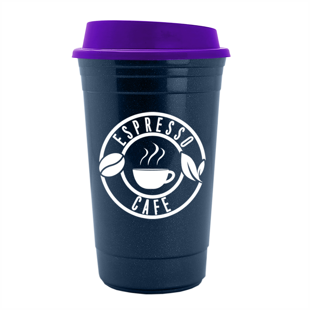 Garyline Metallic Navy Blue Traveler Insulated Cup - 16 oz.