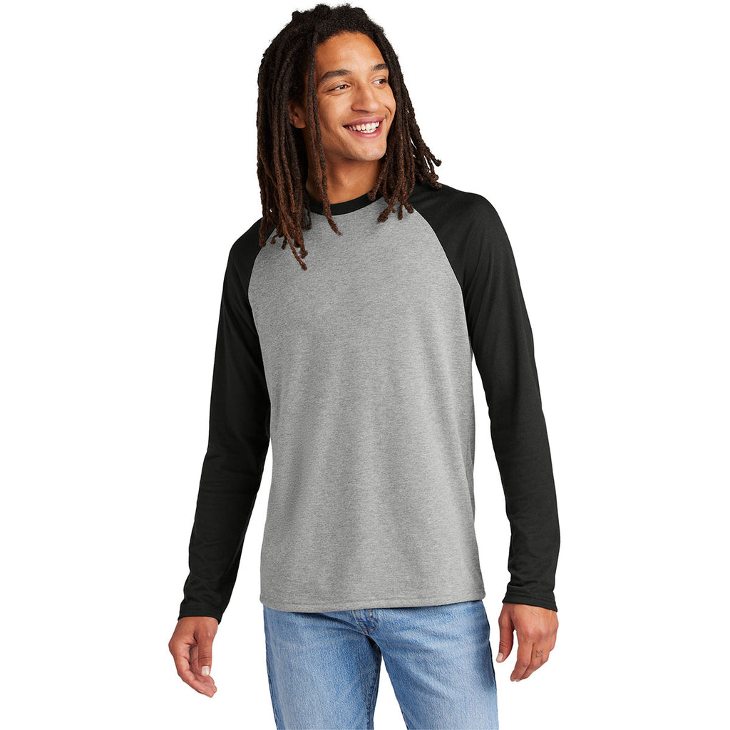 Allmade Unisex Deep Black/Aluminum Grey Tri-Blend Long Sleeve Colorblock Raglan