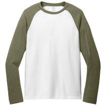 Allmade Unisex Olive You Green/Bright White Tri-Blend Long Sleeve Colorblock Raglan