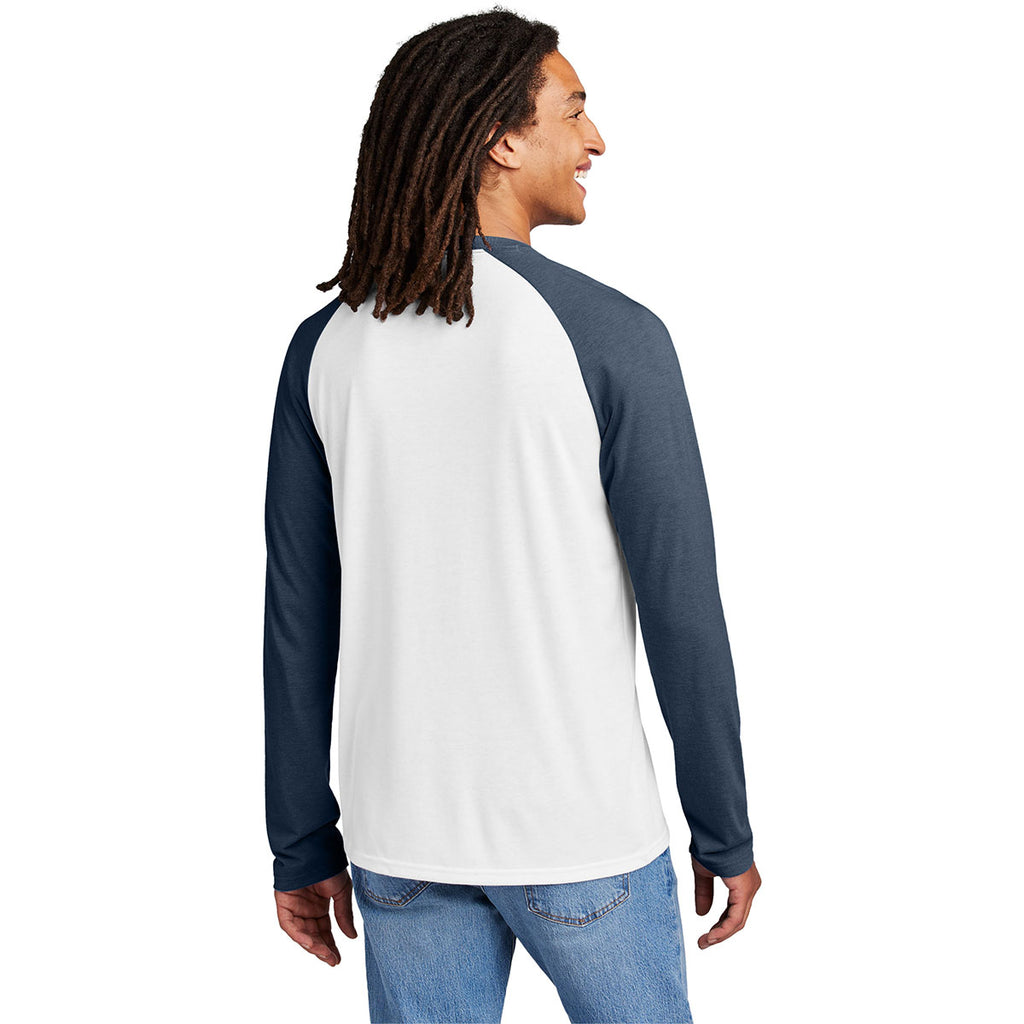 Allmade Unisex Rebel Blue/Bright White Tri-Blend Long Sleeve Colorblock Raglan