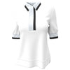 A. PUTNAM Women's Bright White Black Short Sleeve Polo