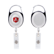 Snugz White Oval Metal Retractable Badge Reel with Carabiner