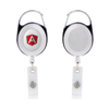 Snugz White Oval Metal Retractable Badge Reel with Carabiner