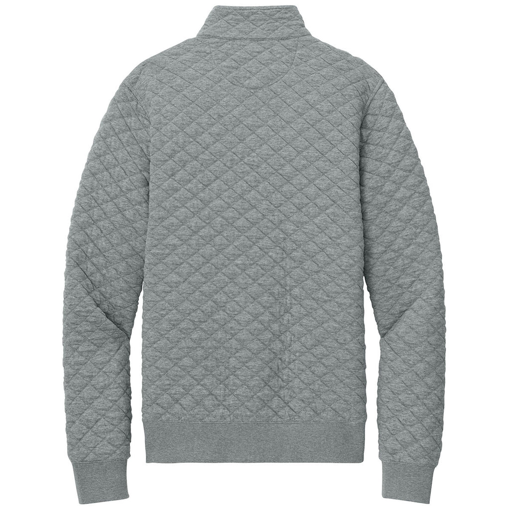 Brooks Brothers Men's Light Shadow Grey Heather Diamond Quilt 1/4-Zip