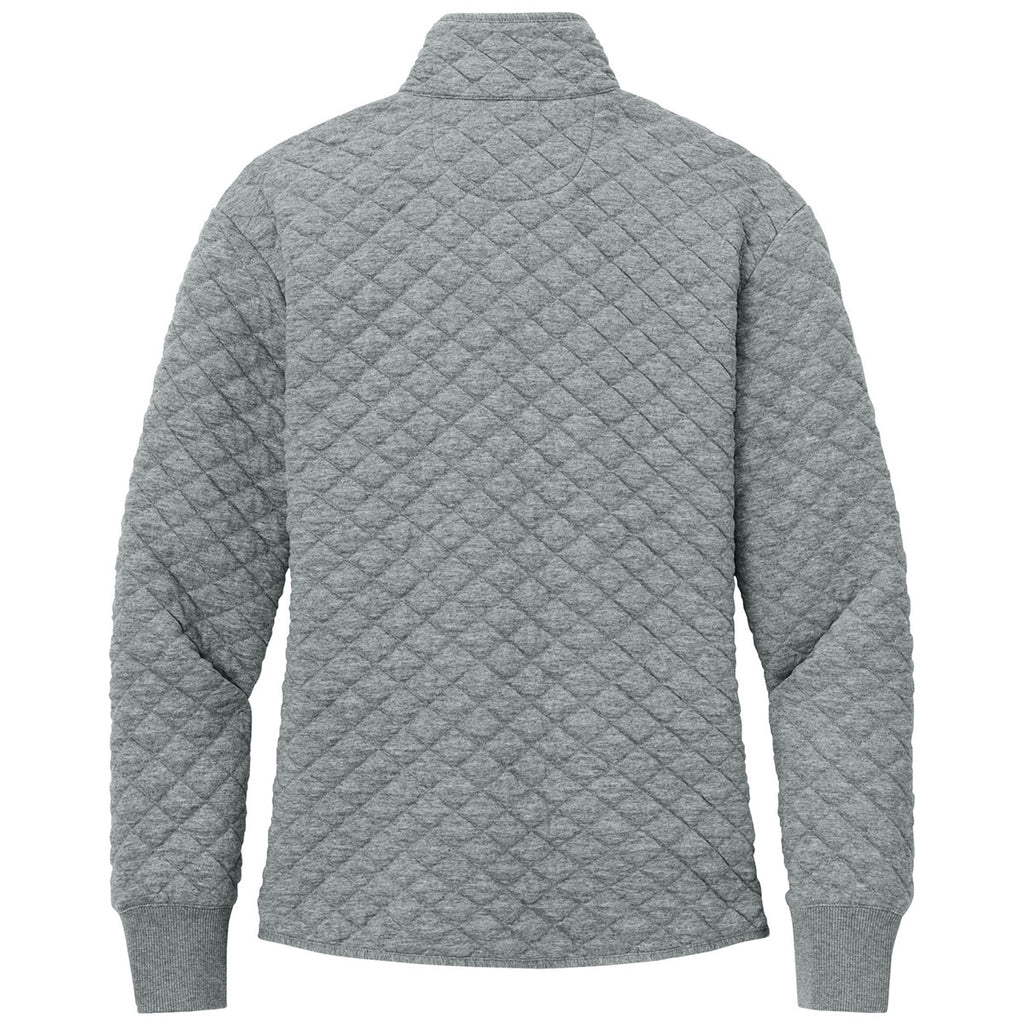 Brooks Brothers Women's Light Shadow Grey Heather Diamond Quilt Full-Zip