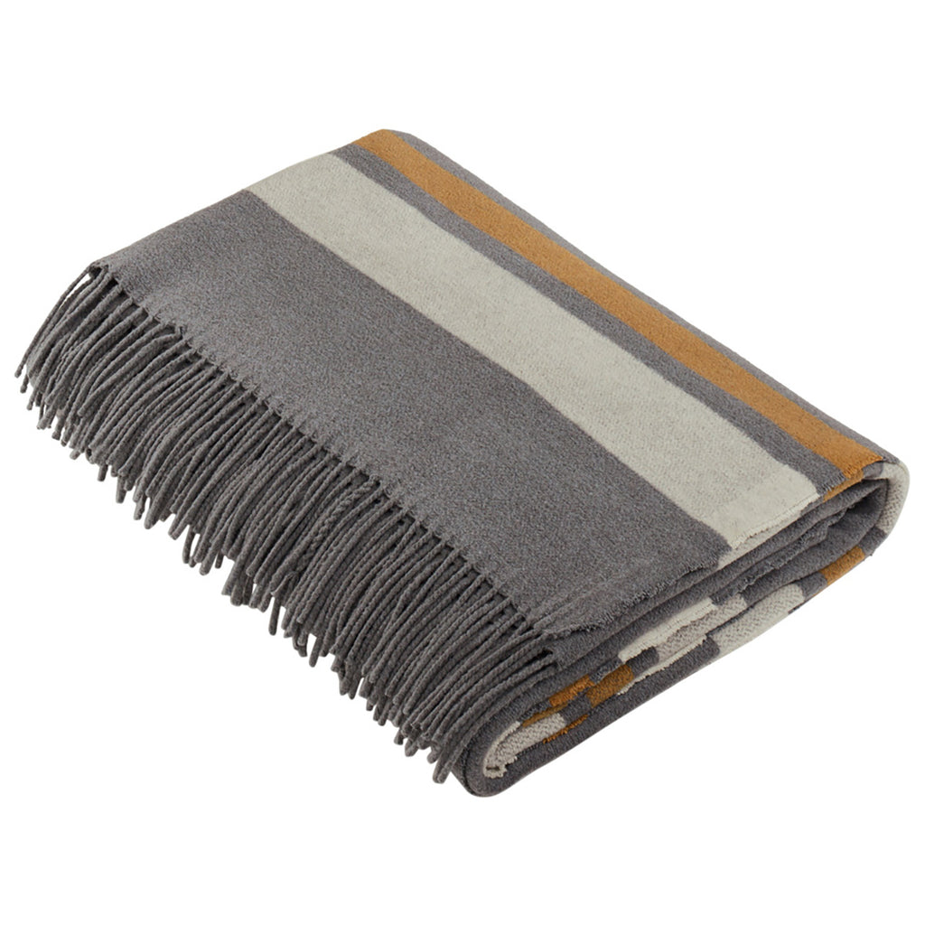 Brooks Brothers Shadow Grey/ Marshmallow/ Tan Heritage Blanket