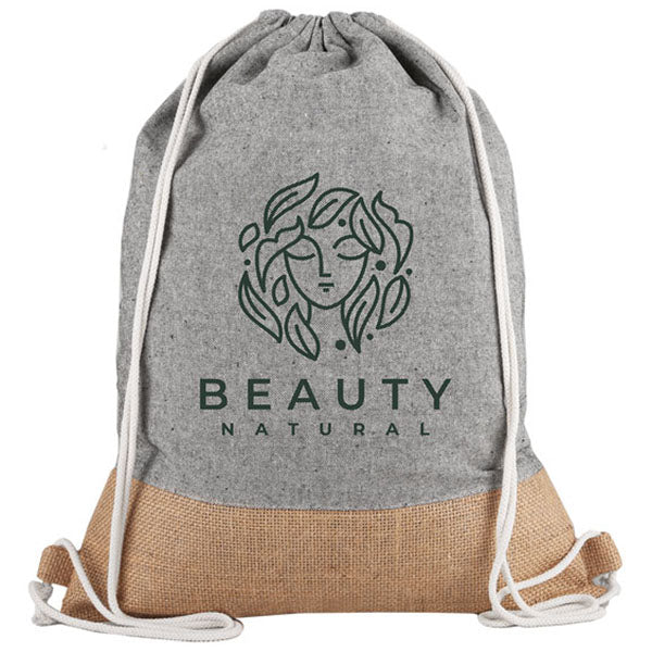 Beacon Heathered Grey-Brown Quetico 8oz Cotton & Jute Drawstring Bag