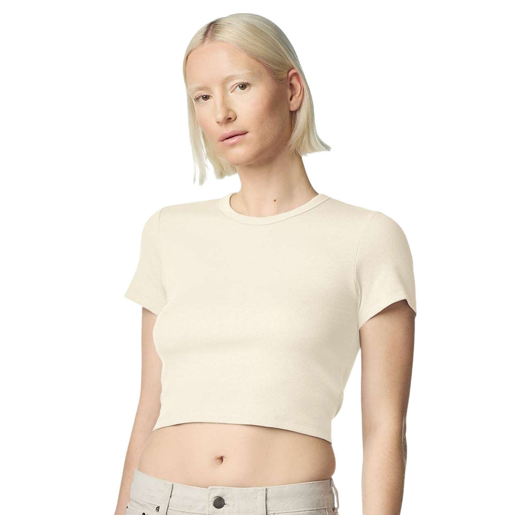 American Apparel Women's Bone Baby Rib Cropped Tee