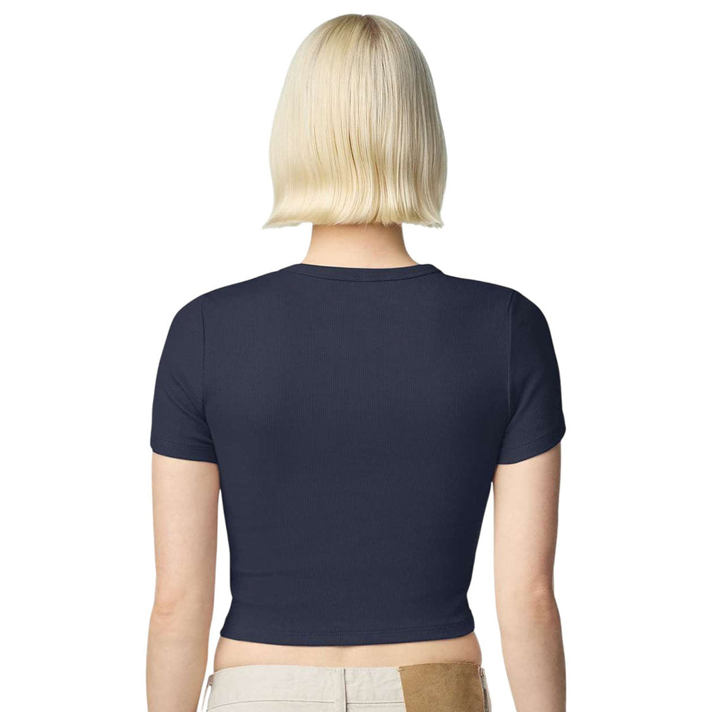 American Apparel Women's Navy Baby Rib Cropped Tee