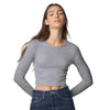 American Apparel Women's Heather Grey Baby Rib Long Sleeve Cropped Tee
