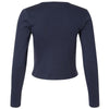 American Apparel Women's Navy Baby Rib Long Sleeve Cropped Tee