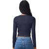 American Apparel Women's Navy Baby Rib Long Sleeve Cropped Tee