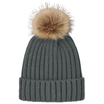 Port Authority Storm Grey Faux Fur Pom Beanie