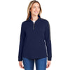 Core 365 Women's Classic Navy Heather/Carbon Market Snag Protect Mesh Colorblock Quarter-Zip Pullover