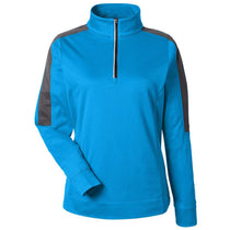 Core 365 Women's Electric Blue/Carbon Market Snag Protect Mesh Colorblock Quarter-Zip Pullover