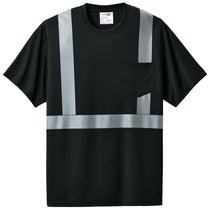 CornerStone Unisex Black Enhanced Visibility Segmented Tape Tee