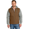 CornerStone Men's Duck Brown/Heather Grey Duck Fleece Full-Zip Hooded Jacket