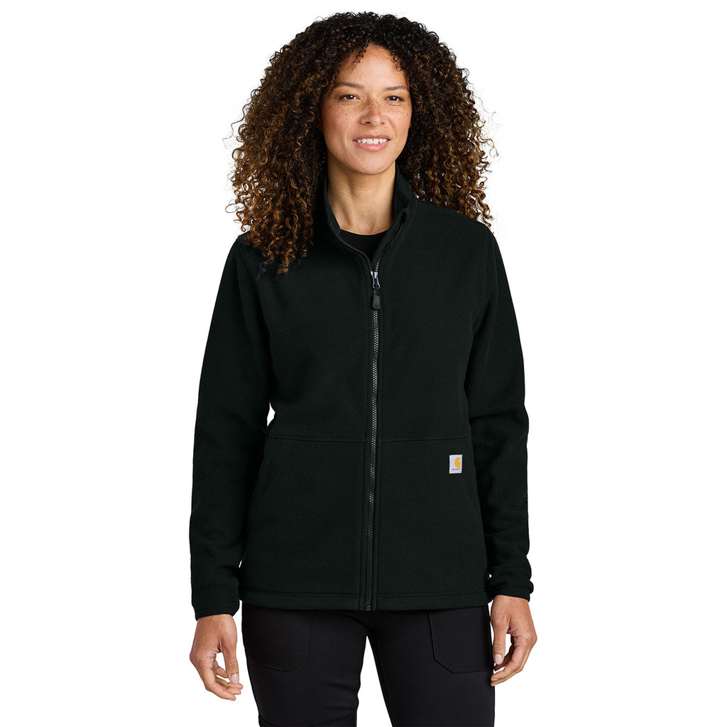 Carhartt Women's Black Textured Full-Zip Fleece Jacket