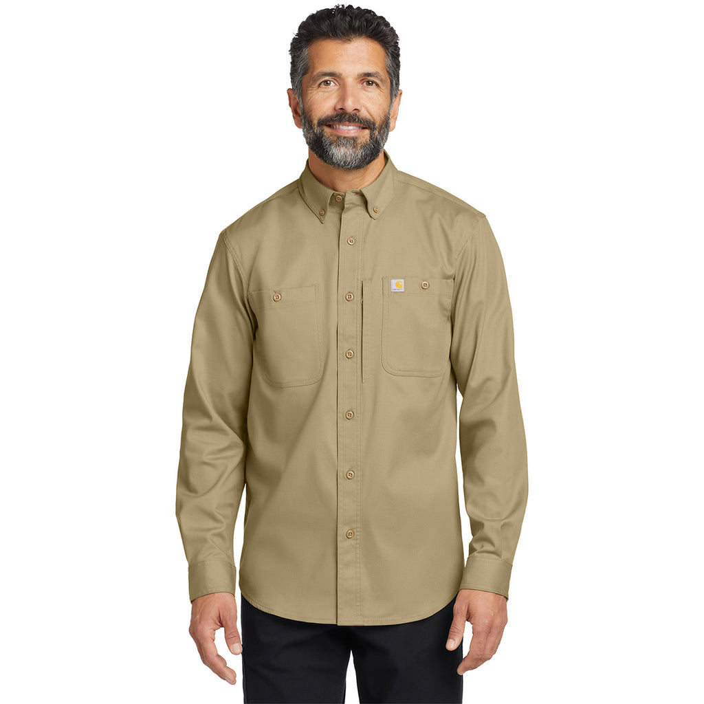 Carhartt Men's Dark Khaki Rugged Professional Series Long Sleeve Shirt